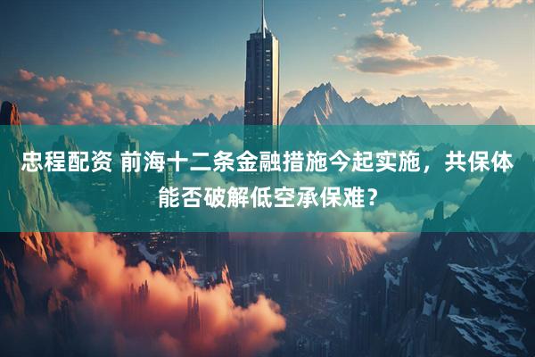 忠程配资 前海十二条金融措施今起实施，共保体能否破解低空承保难？